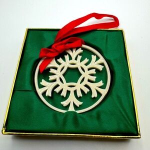 Lenox Silver Frost Snowflake Christmas Ornament Vintage 1980s with Box